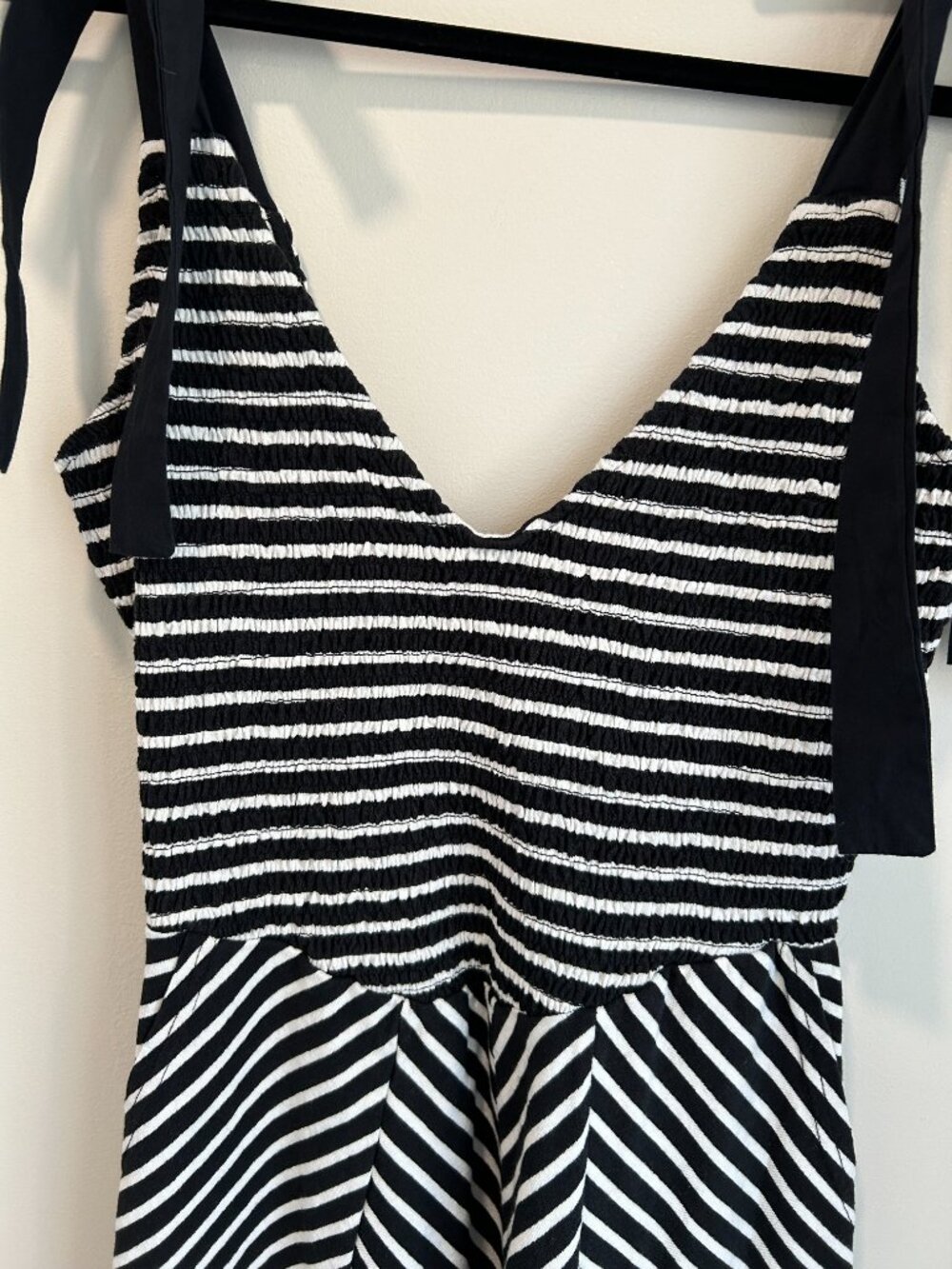 Free People Free-est Cecilia Midi Dress NWT M Black White Stripe Tie Strap Coast - Picture 4 of 12